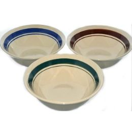24 Bulk Bh Banded Stoneware Bowl Asst 8in