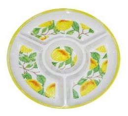 24 Bulk Bh Melamine Tray Chip&dip 13in Lemon