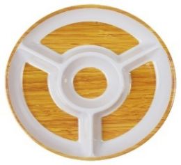 24 Bulk Bh Melamine Tray Chip&dip 13in Woodland