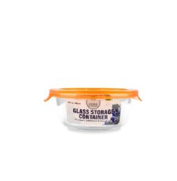 24 Bulk Bh Rnd Glass Container Orange Lid 13.5oz