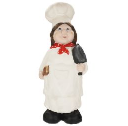 4 Bulk Bh Polyresin Chef Lady Figurine H:17.32i