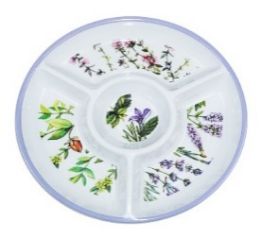 24 Bulk Bh Melamine Tray Chip&dip 13in Botanical