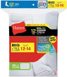 360 Bulk Hanes Big And Tall King Size Mens White Crew Socks Shoe Size 12-14