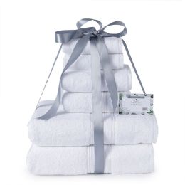 6 Bulk 6-Piece White Plush Towel Set