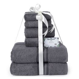 6 Bulk 6-Piece Grey Plush Towel Set