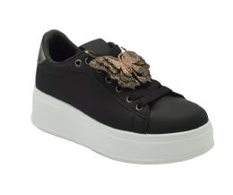 12 Bulk Womens Sneakers In Black Sizes 5-10