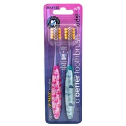 36 Bulk Two-Piece V Max Kids Toothbrushes With Flamingo + Narwhal Design