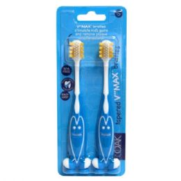 36 Bulk Two-Piece V Max Kids Toothbrushes With Blue Smile Design