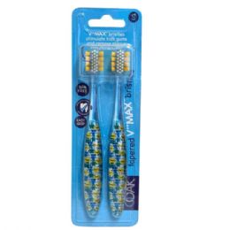 36 Bulk Two-Piece V Max Kids Toothbrushes With Happy Monster Design