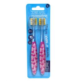 36 Bulk Two-Piece V Max Kids Toothbrushes With Flamingo Design