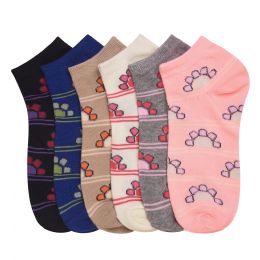 216 Bulk Girls Summy Printed Spak Spandex Ankle Socks Size 9-11