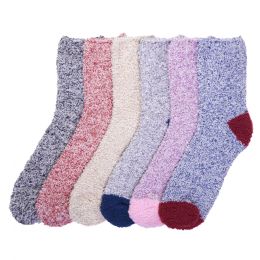 120 Bulk Mopas Ladies Plush Soft Socks Marled 9-11