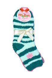 120 Bulk Mopas Ladies Plush Soft Socks With Stripes 9-11
