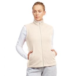 12 Bulk Sofra Ladies Polar Fleece Vest Oat XLarge