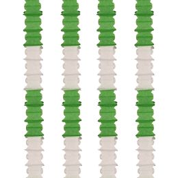12 Bulk White and Green Vertical Hanging Paper Ceiling Decoration