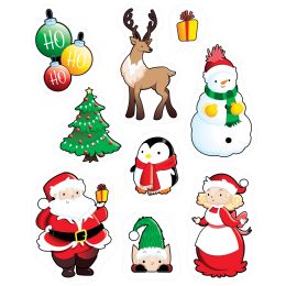 12 Bulk Santa & Friends Clings
