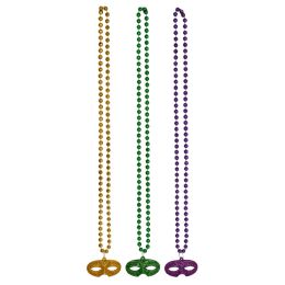 12 Bulk Beads W/glittered Mask Medallion