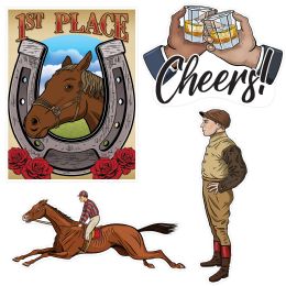 12 Bulk Vintage Horse Racing Cutouts
