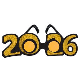 12 Bulk "2026" Glittered Plastic Eyeglasses