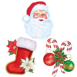 12 Bulk Plastic Christmas Cutouts