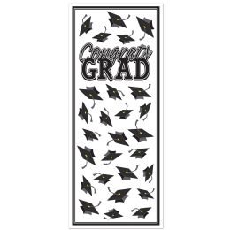 144 Bulk Congrats Grad Door Cover - White & Black