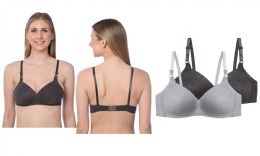 48 Bulk Women's Full Figure Wireless Bra In Charcoal
