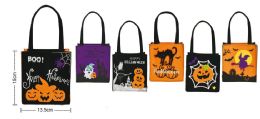 48 Bulk Halloween Pumpkin Head Candy Felt Bag 15x13.5x6.5cm