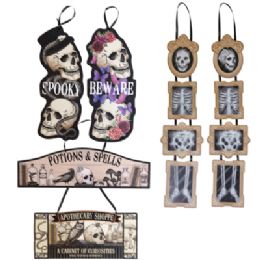 24 Bulk Wall Plaque Halloween Mdf 6 Asst Vintage Black N White Look/ Mdf Comply Label