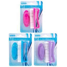 36 Bulk Nail Brush 2pk 3ast Colors/hba Blister