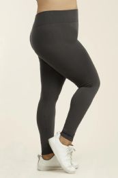 36 Bulk Sofra Ladies Fleece Lined Leggings Plus Size Charcoal Grey