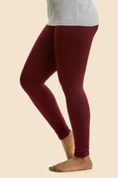 36 Bulk Sofra Ladies Fleece Lined Leggings Plus Size Burgundy