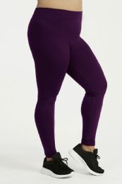 36 Bulk Sofra Ladies Fleece Lined Leggings Plus Size D. Purple