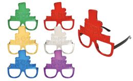 24 Bulk Happy New Year Plated Glasses In Assorted Colors