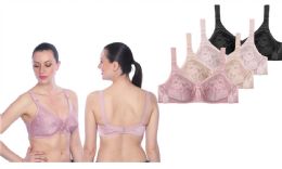 48 Bulk Women's Floral Stitch Wireless Minimizer Bra