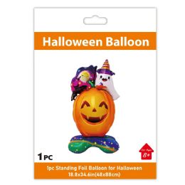 12 Bulk Halloween Stand Foil Balloon Happy Pumpkin