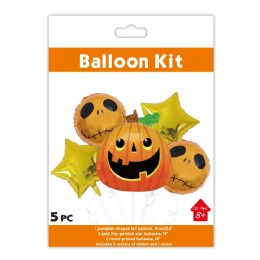 12 Bulk 5pc Halloween Stand Foil Balloon Jack O Lantern