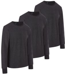 24 Bulk Men's Thermal Long Sleeve Shirt In Gray Size Small