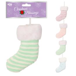 36 Bulk Christmas Ornament Striped Socks