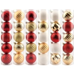 72 Bulk 5-Count Christmas Balls 6cm Red White And Gold