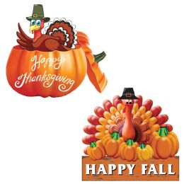 48 Bulk Thanksgiving Turkey Decor 17x14x1.5