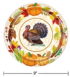 24 Bulk 8pcs 9inch Thanksgiving Paper Plate