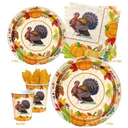144 Bulk Thanksgiving Paper Cups And Napkin Set
