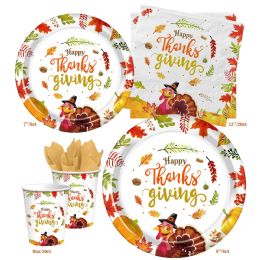 144 Bulk Thanksgiving Paper Cups And Napkin Set