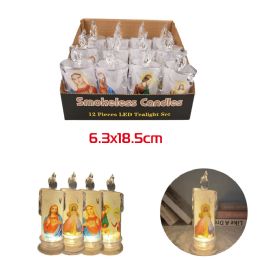 24 Bulk 18.5cm Religious Led Candle With Base
