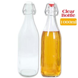24 Bulk Clear Glass Bottle Round 1000ml