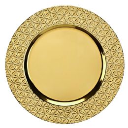 24 Bulk Plastic Charger Plate 13in Gold Geometric