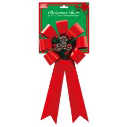 12 Bulk Red Christmas Bow Round Bowknot Tree Topper