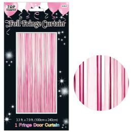 24 Bulk Gloss Finished Fringe Door Curtain Light Pink