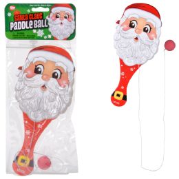 144 Bulk Santa Paddle Ball 10-inch