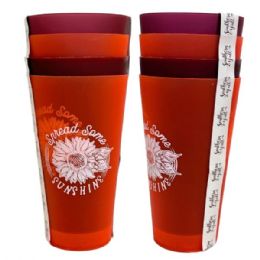 12 Bulk Spread Some Sunshine 4 Count 20 Oz. Bpa Free Frosted  Plastic Cup Set